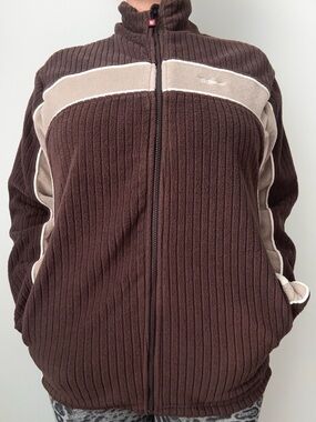 wilson fleece zip track jacket brown beige